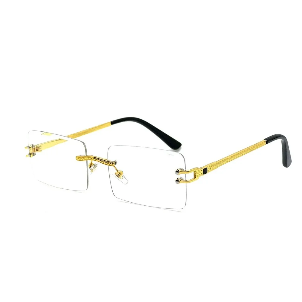Sunglasses Gold Frame Clear Lens Fashion Eyewear Frameless Migos 80's 90's Style